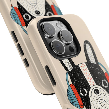 Music Dog Phone Case for iPhone and Samsung Galaxy, Cute Headphones Dog Protective Case