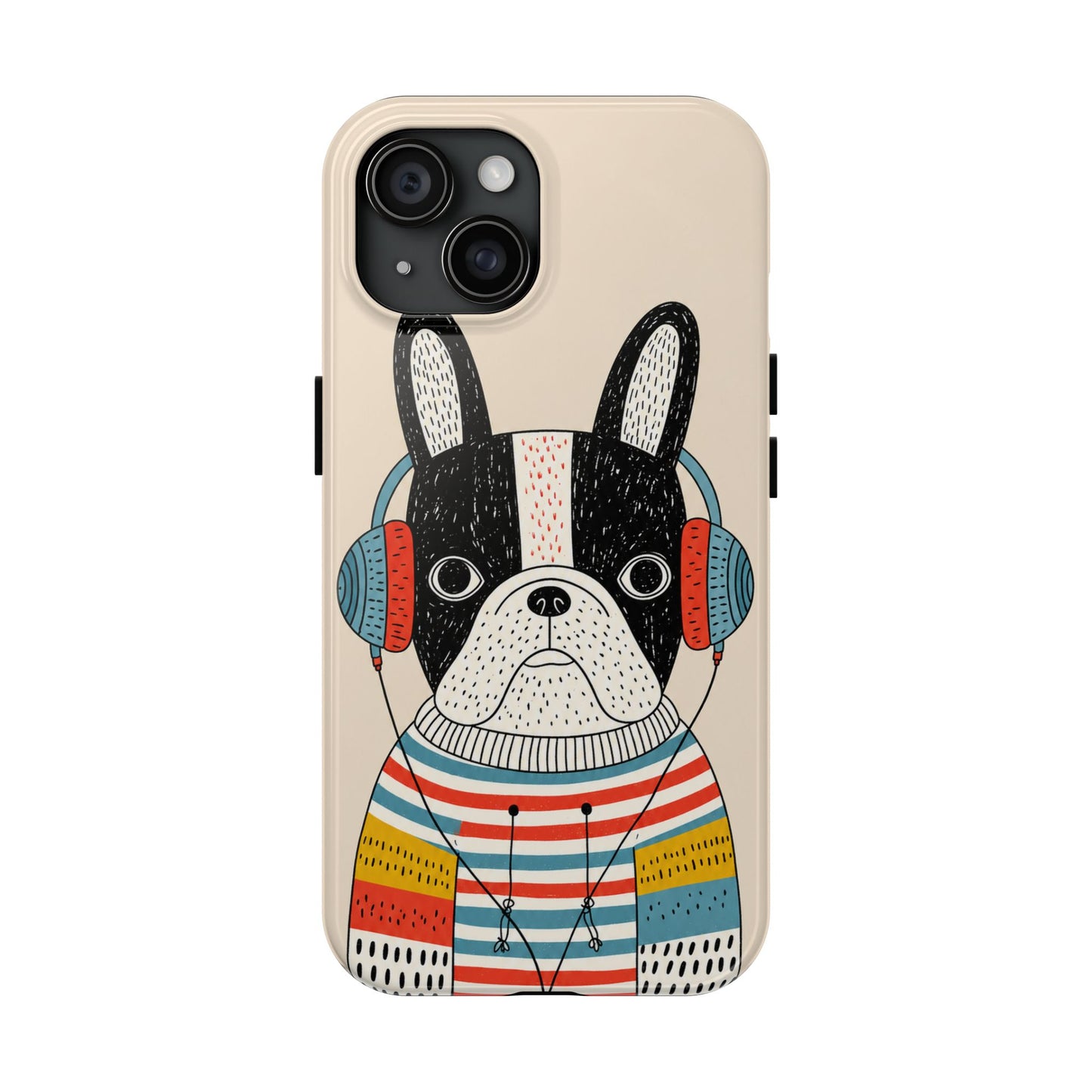 Music Dog Phone Case for iPhone and Samsung Galaxy, Cute Headphones Dog Protective Case