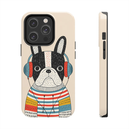 Music Dog Phone Case for iPhone and Samsung Galaxy, Cute Headphones Dog Protective Case