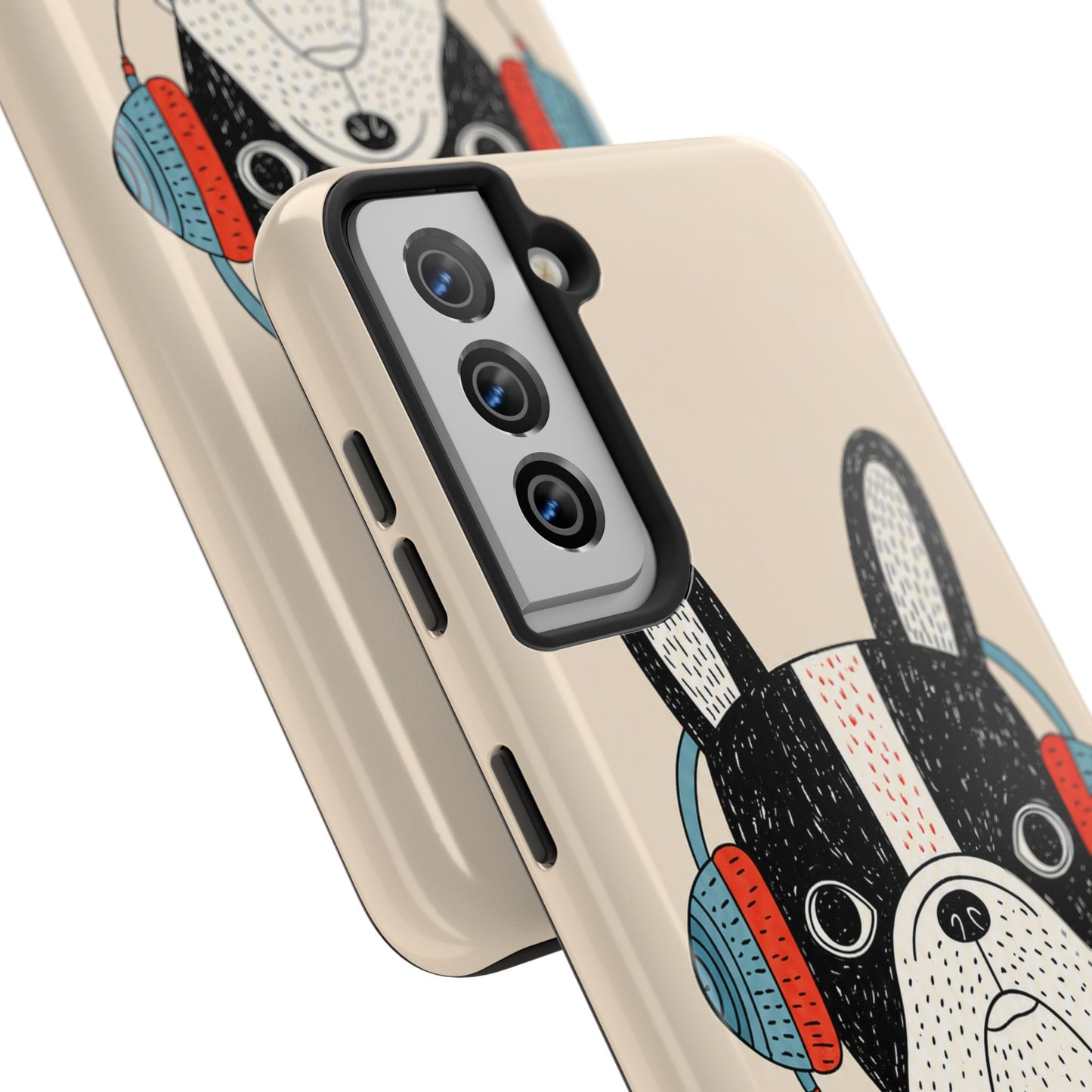 Music Dog Phone Case for iPhone and Samsung Galaxy, Cute Headphones Dog Protective Case
