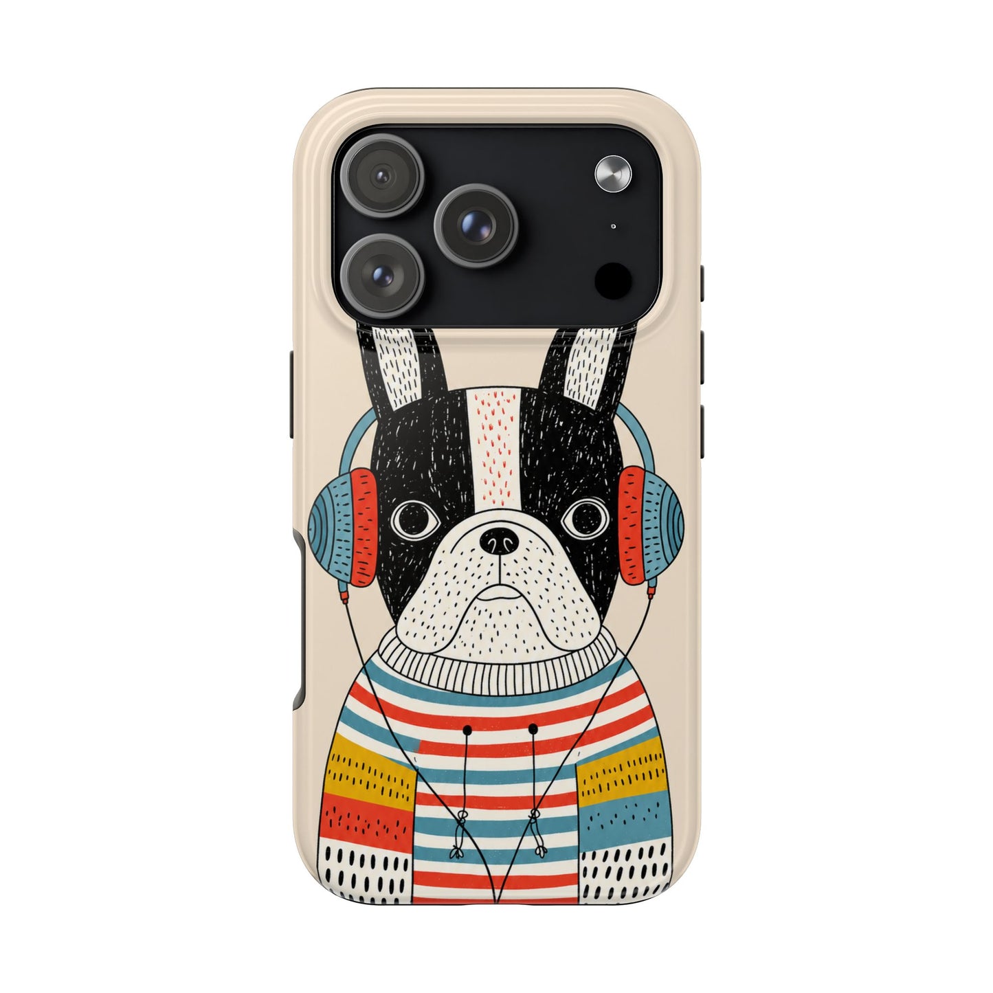 Music Dog Phone Case for iPhone and Samsung Galaxy, Cute Headphones Dog Protective Case