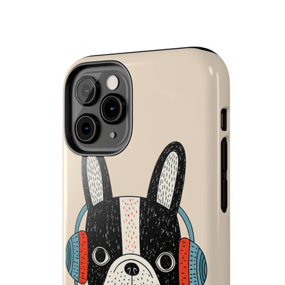 Music Dog Phone Case for iPhone and Samsung Galaxy, Cute Headphones Dog Protective Case