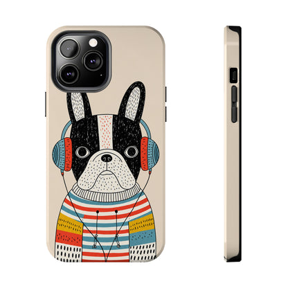 Music Dog Phone Case for iPhone and Samsung Galaxy, Cute Headphones Dog Protective Case