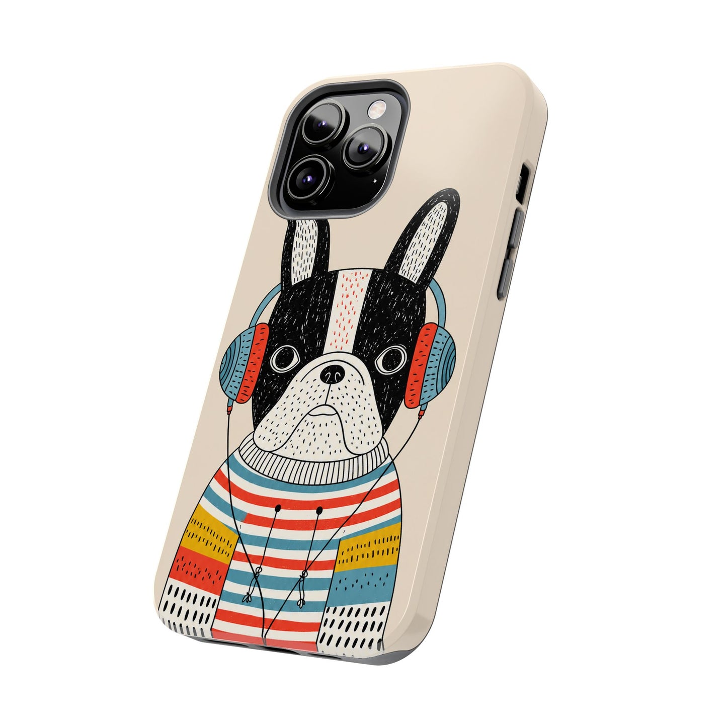Music Dog Phone Case for iPhone and Samsung Galaxy, Cute Headphones Dog Protective Case
