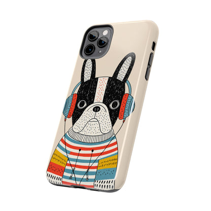 Music Dog Phone Case for iPhone and Samsung Galaxy, Cute Headphones Dog Protective Case