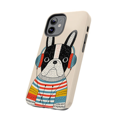 Music Dog Phone Case for iPhone and Samsung Galaxy, Cute Headphones Dog Protective Case
