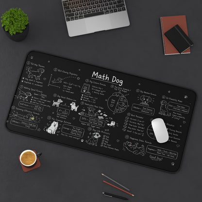 Math Dog Desk Mat, Funny Chalkboard Dog Math Desk Pad, Classroom Science Mouse Pad for Teacher Gift