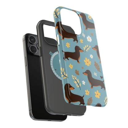 Dachshund Floral Magnetic Phone Case — Impact-Resistant