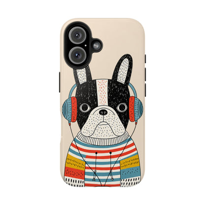 Music Dog Phone Case for iPhone and Samsung Galaxy, Cute Headphones Dog Protective Case
