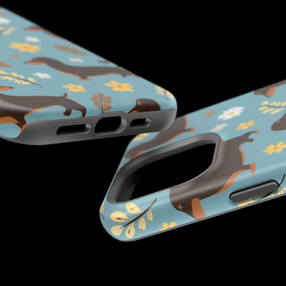 Dachshund Floral Magnetic Phone Case — Impact-Resistant