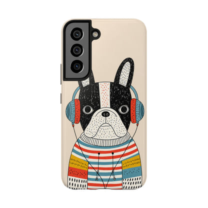 Music Dog Phone Case for iPhone and Samsung Galaxy, Cute Headphones Dog Protective Case