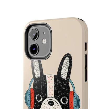 Music Dog Phone Case for iPhone and Samsung Galaxy, Cute Headphones Dog Protective Case