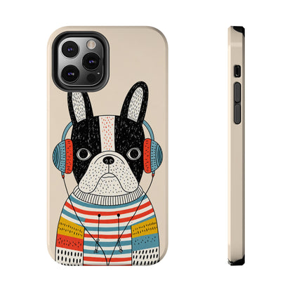 Music Dog Phone Case for iPhone and Samsung Galaxy, Cute Headphones Dog Protective Case