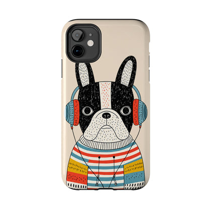 Music Dog Phone Case for iPhone and Samsung Galaxy, Cute Headphones Dog Protective Case