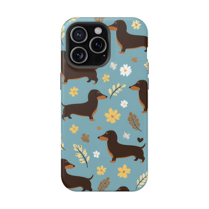 Dachshund Floral Magnetic Phone Case — Impact-Resistant