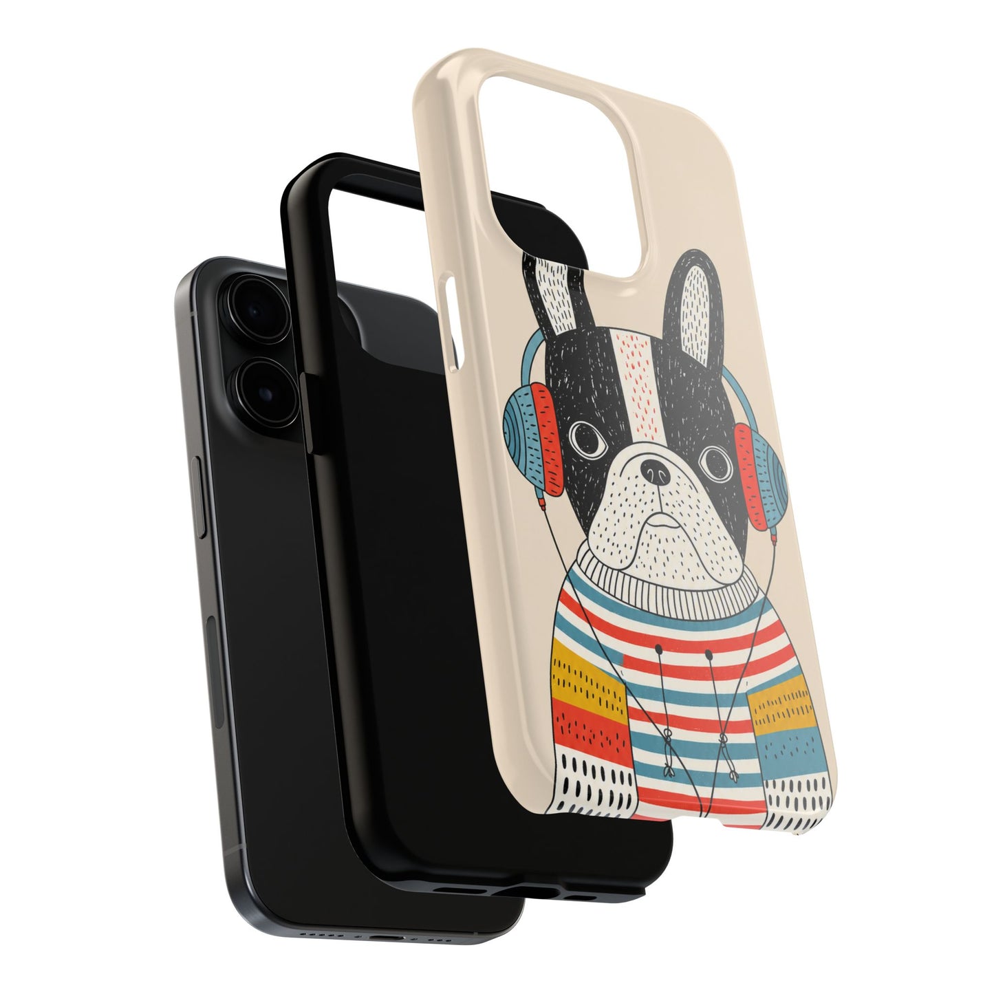 Music Dog Phone Case for iPhone and Samsung Galaxy, Cute Headphones Dog Protective Case
