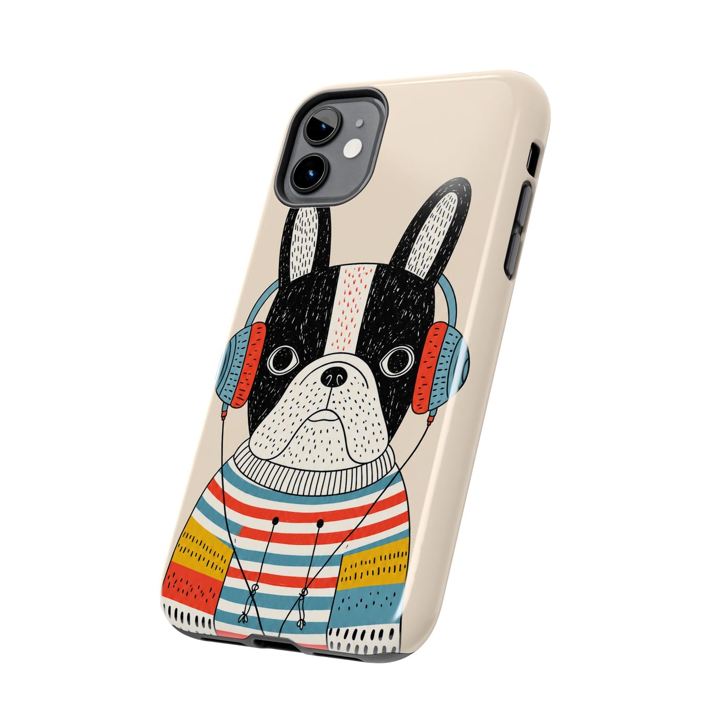Music Dog Phone Case for iPhone and Samsung Galaxy, Cute Headphones Dog Protective Case