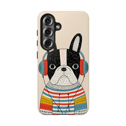 Music Dog Phone Case for iPhone and Samsung Galaxy, Cute Headphones Dog Protective Case