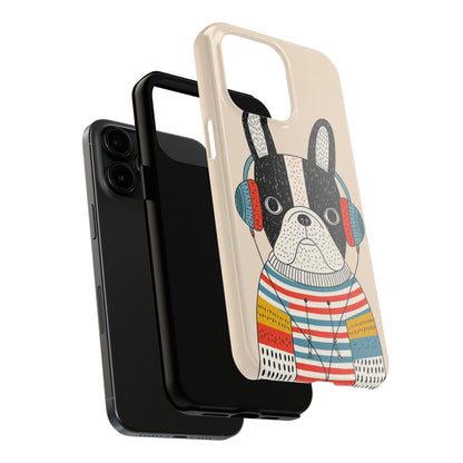 Music Dog Phone Case for iPhone and Samsung Galaxy, Cute Headphones Dog Protective Case