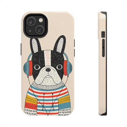 Music Dog Phone Case for iPhone and Samsung Galaxy, Cute Headphones Dog Protective Case