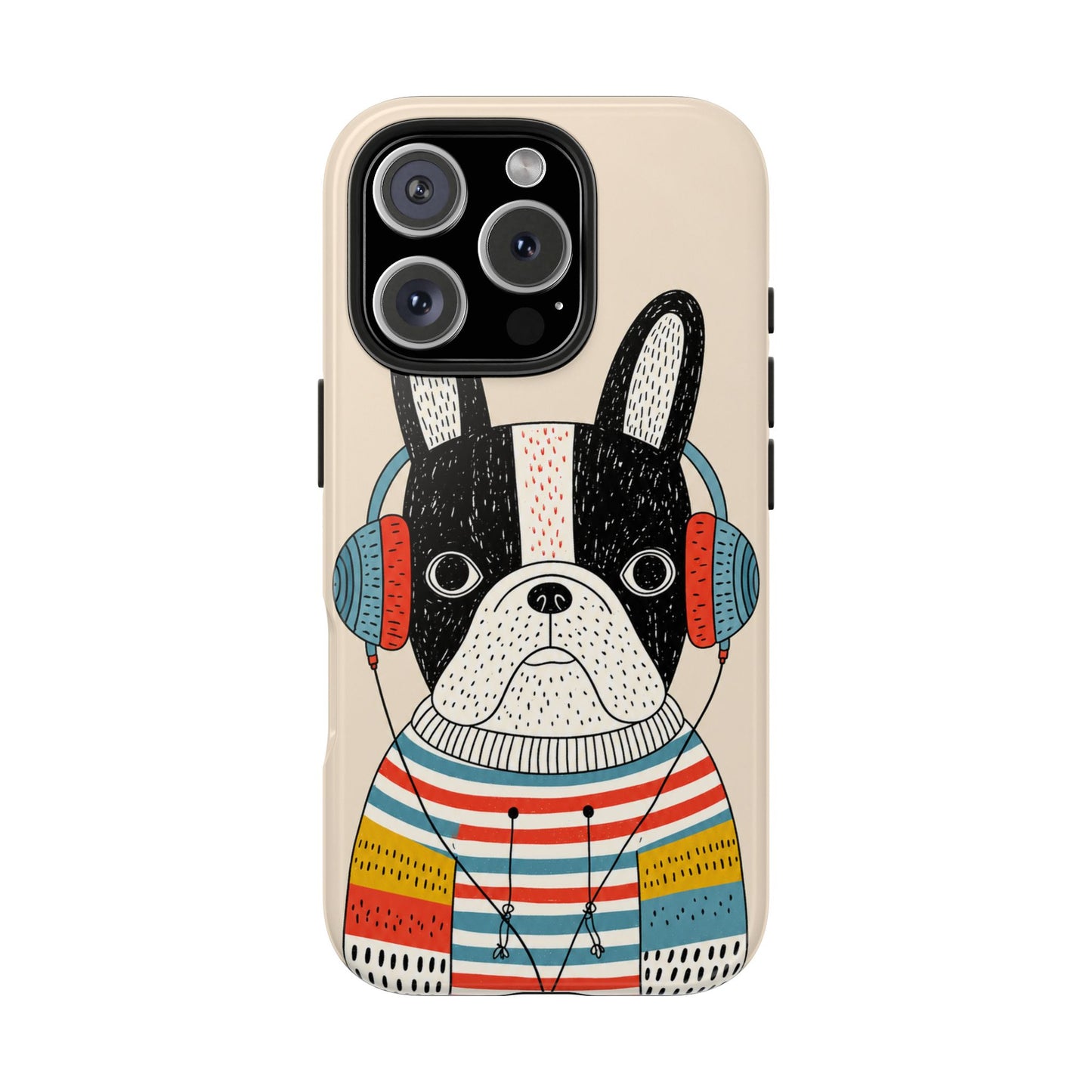 Music Dog Phone Case for iPhone and Samsung Galaxy, Cute Headphones Dog Protective Case