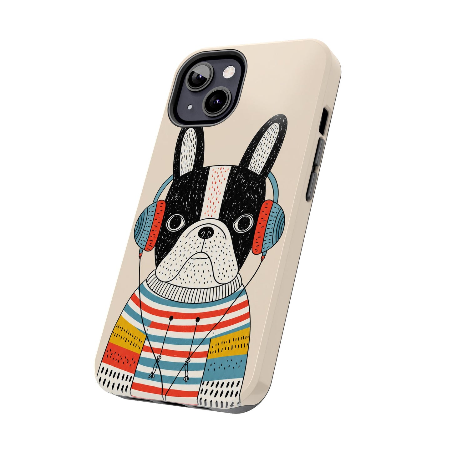 Music Dog Phone Case for iPhone and Samsung Galaxy, Cute Headphones Dog Protective Case