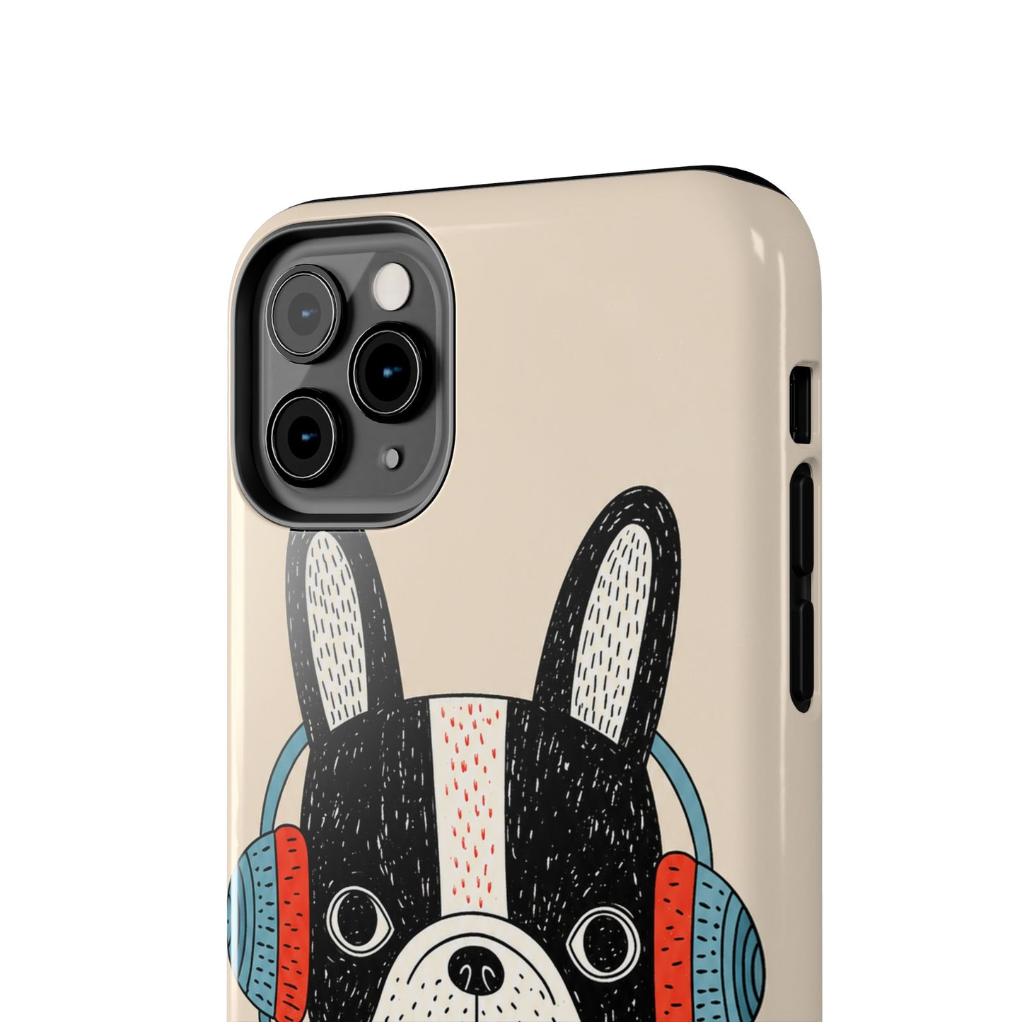 Music Dog Phone Case for iPhone and Samsung Galaxy, Cute Headphones Dog Protective Case