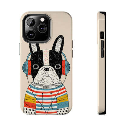 Music Dog Phone Case for iPhone and Samsung Galaxy, Cute Headphones Dog Protective Case