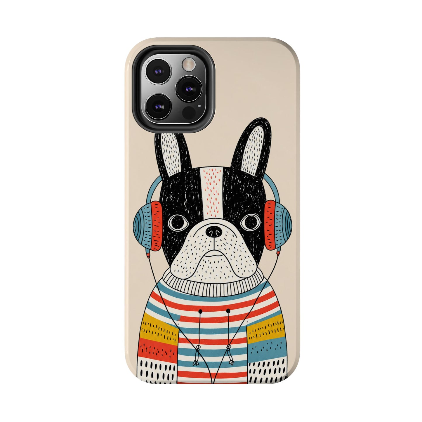 Music Dog Phone Case for iPhone and Samsung Galaxy, Cute Headphones Dog Protective Case