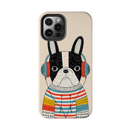 Music Dog Phone Case for iPhone and Samsung Galaxy, Cute Headphones Dog Protective Case