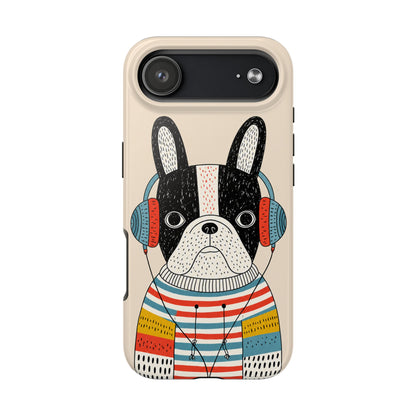 Music Dog Phone Case for iPhone and Samsung Galaxy, Cute Headphones Dog Protective Case