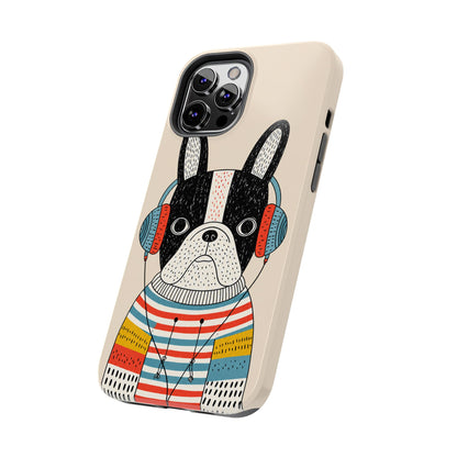 Music Dog Phone Case for iPhone and Samsung Galaxy, Cute Headphones Dog Protective Case