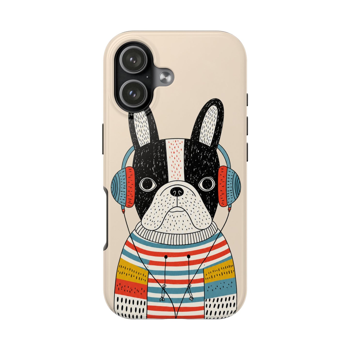 Music Dog Phone Case for iPhone and Samsung Galaxy, Cute Headphones Dog Protective Case