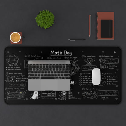 Math Dog Desk Mat, Funny Chalkboard Dog Math Desk Pad, Classroom Science Mouse Pad for Teacher Gift