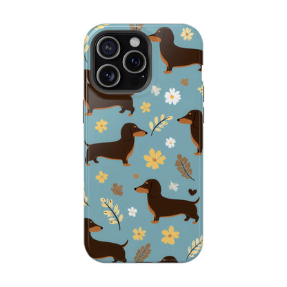 Dachshund Floral Magnetic Phone Case — Impact-Resistant