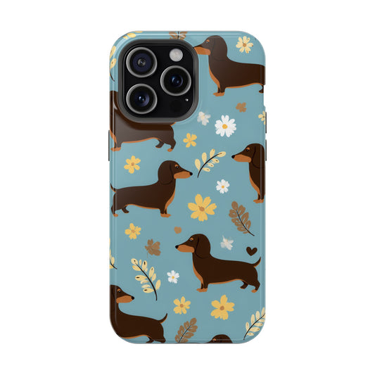 Dachshund Floral Magnetic Phone Case — Impact-Resistant