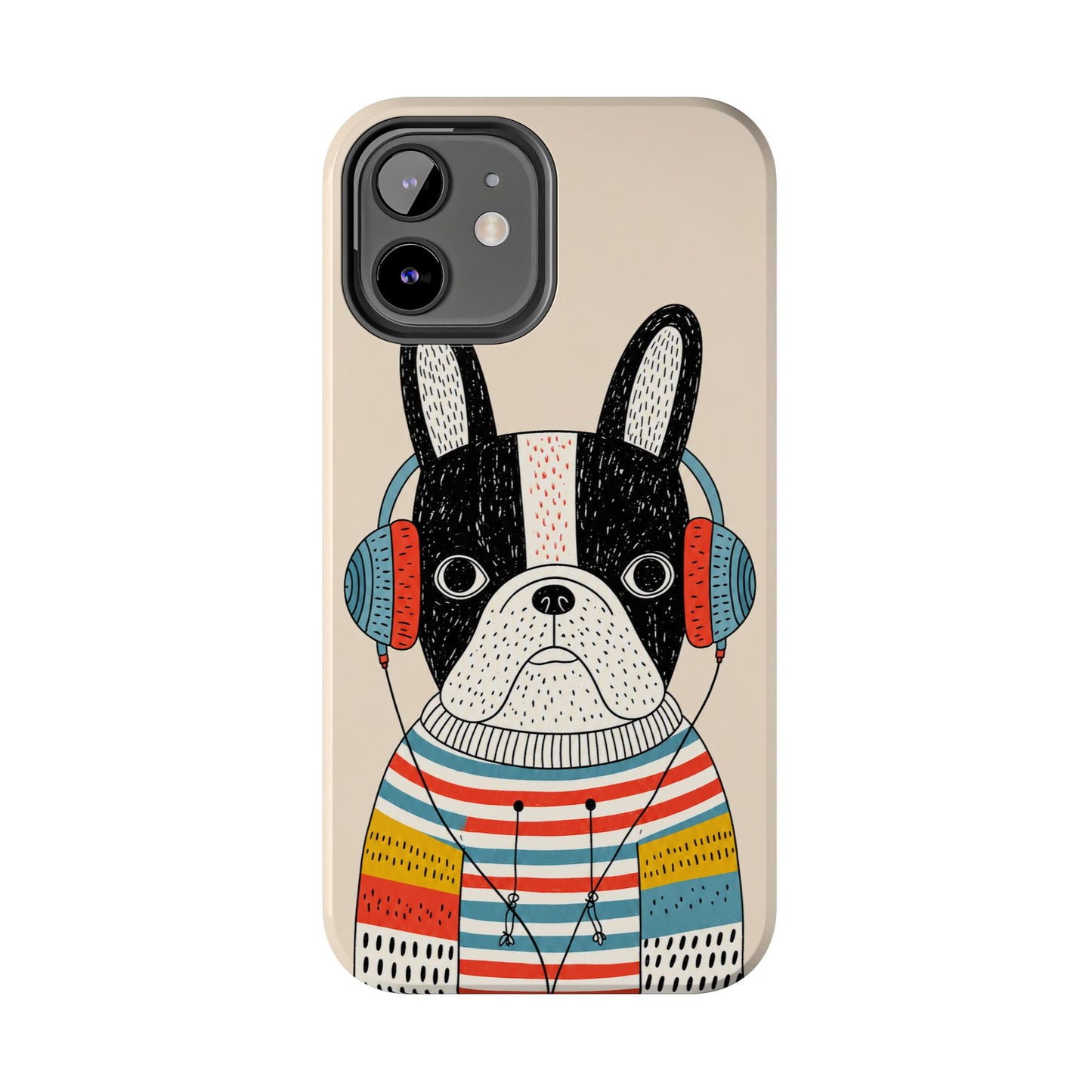 Music Dog Phone Case for iPhone and Samsung Galaxy, Cute Headphones Dog Protective Case