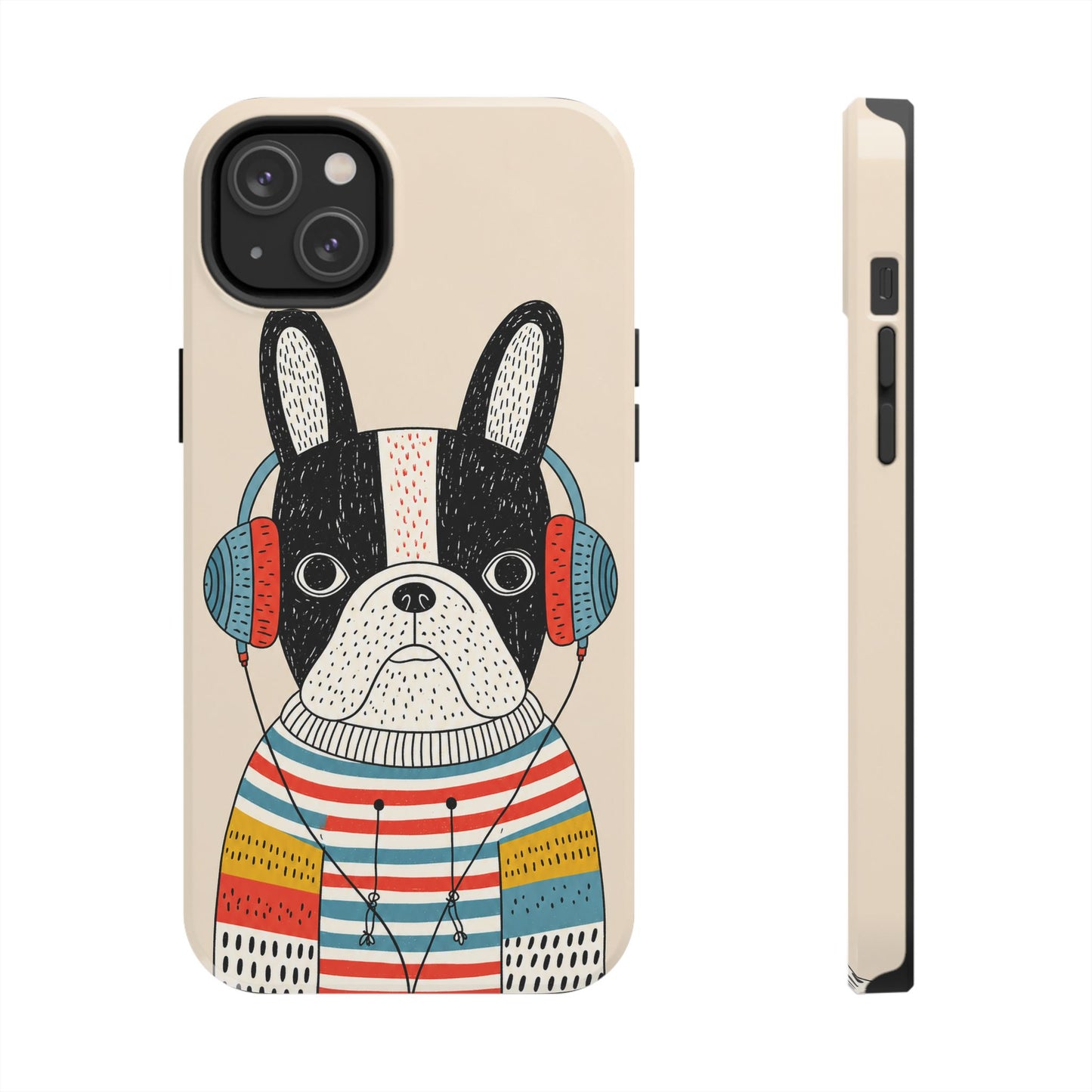 Music Dog Phone Case for iPhone and Samsung Galaxy, Cute Headphones Dog Protective Case