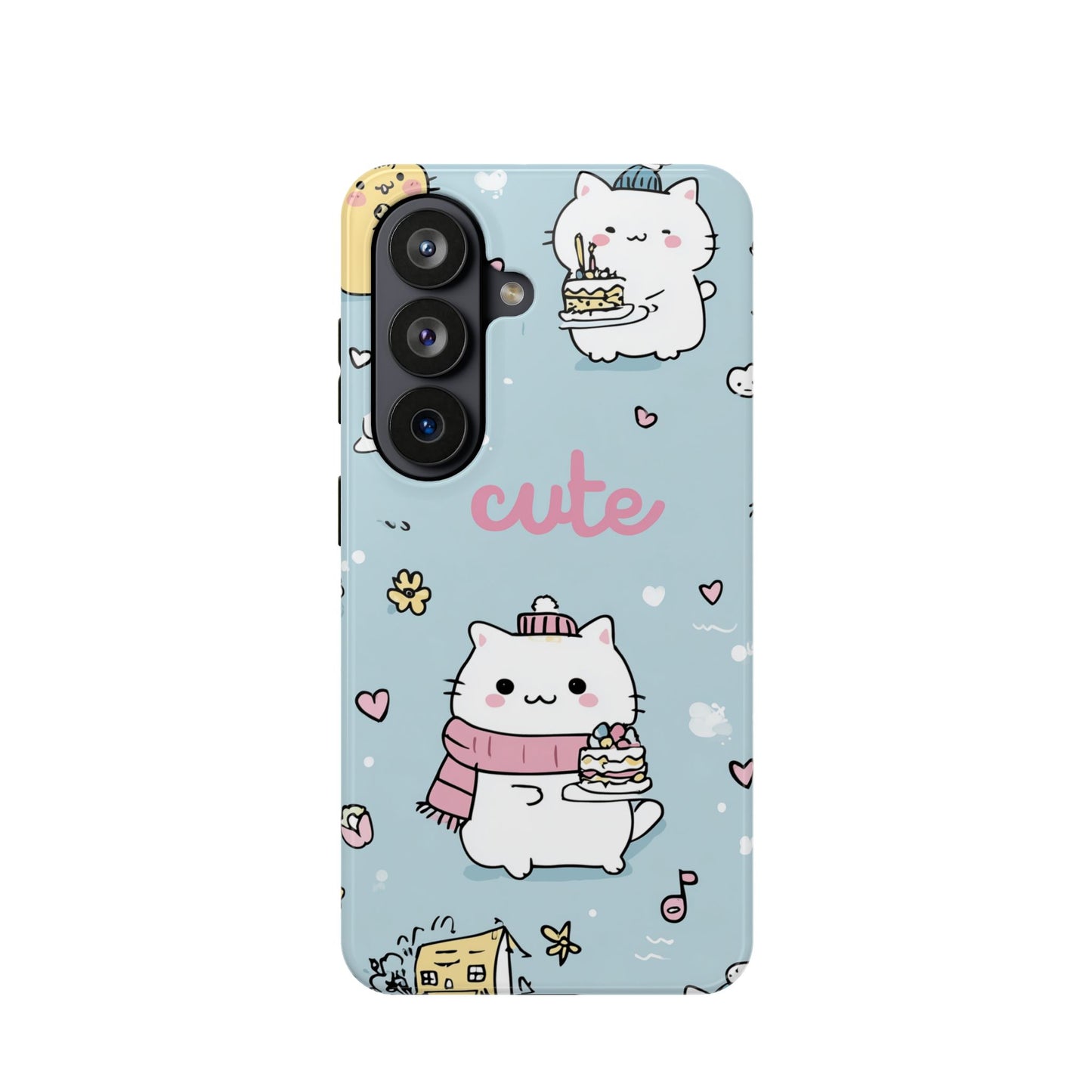 Kawaii White Cat Pattern Phone Case | Magnetic Impact-Resistant Case