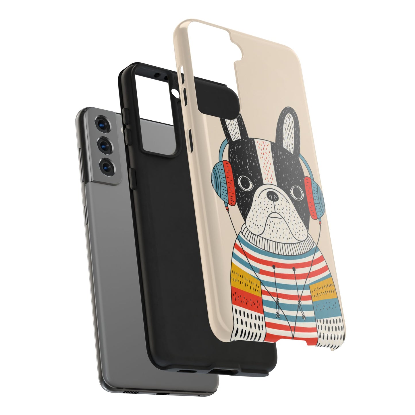 Music Dog Phone Case for iPhone and Samsung Galaxy, Cute Headphones Dog Protective Case