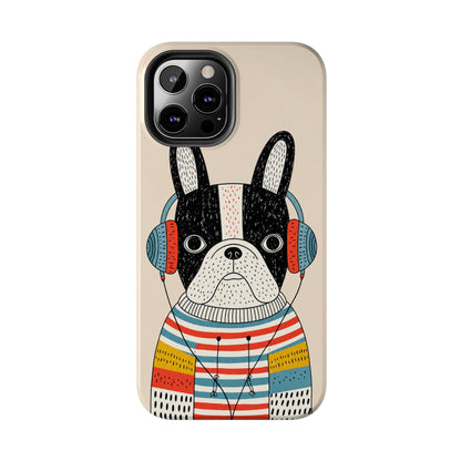 Music Dog Phone Case for iPhone and Samsung Galaxy, Cute Headphones Dog Protective Case