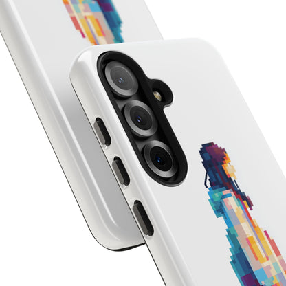 Pixel Walking Girl Phone Case for iPhone and Samsung Galaxy, Colorful Minimalist Protective Tough Case