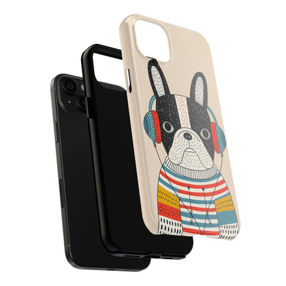 Music Dog Phone Case for iPhone and Samsung Galaxy, Cute Headphones Dog Protective Case