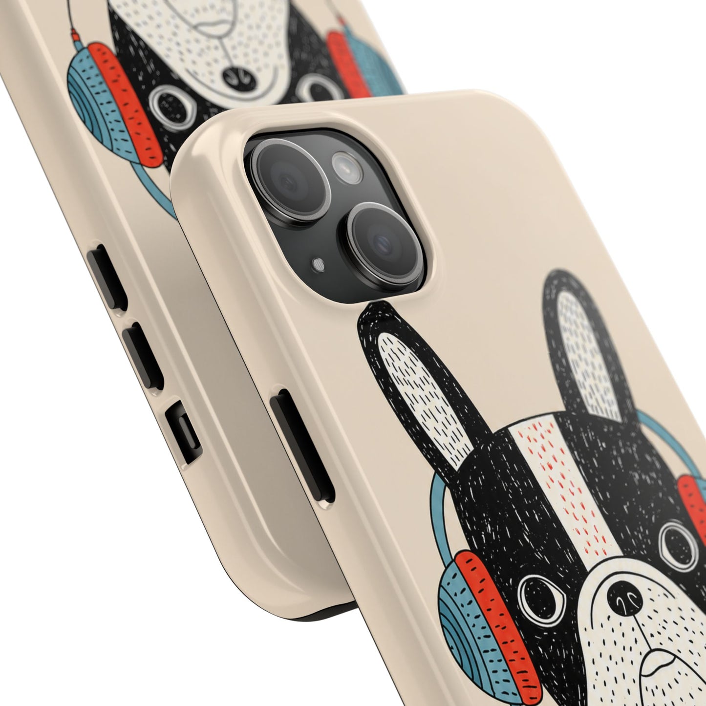Music Dog Phone Case for iPhone and Samsung Galaxy, Cute Headphones Dog Protective Case