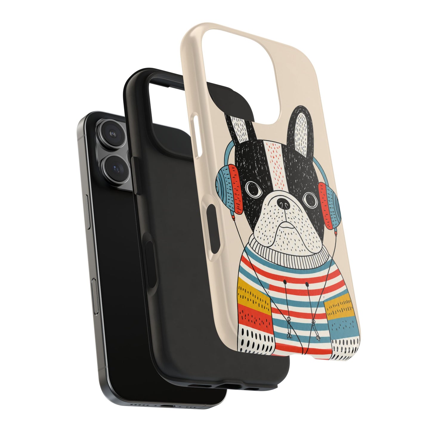 Music Dog Phone Case for iPhone and Samsung Galaxy, Cute Headphones Dog Protective Case