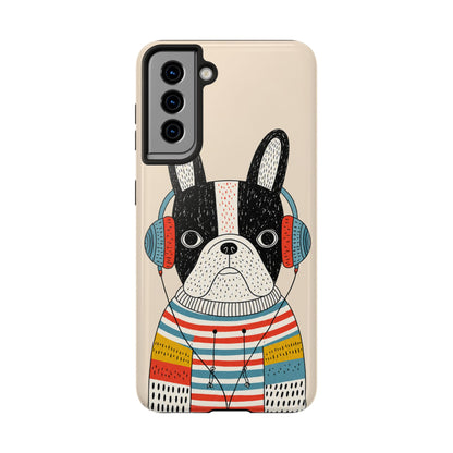Music Dog Phone Case for iPhone and Samsung Galaxy, Cute Headphones Dog Protective Case