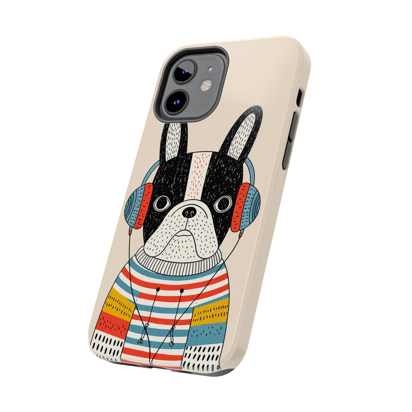 Music Dog Phone Case for iPhone and Samsung Galaxy, Cute Headphones Dog Protective Case