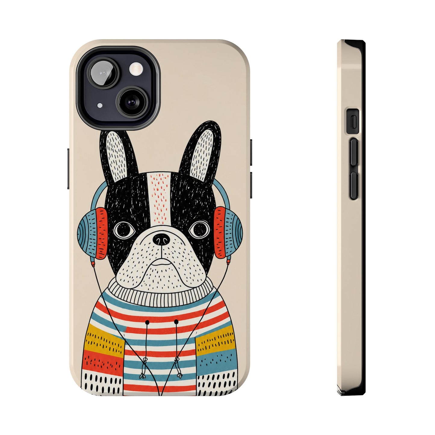 Music Dog Phone Case for iPhone and Samsung Galaxy, Cute Headphones Dog Protective Case