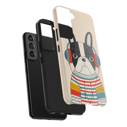 Music Dog Phone Case for iPhone and Samsung Galaxy, Cute Headphones Dog Protective Case