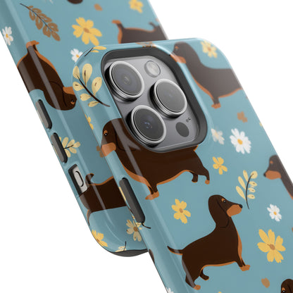 Dachshund Floral Magnetic Phone Case — Impact-Resistant